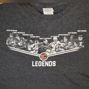 Pro Weight Delta Calgary Flames Legends Men's L Grey Tee Hockey Shirt B57